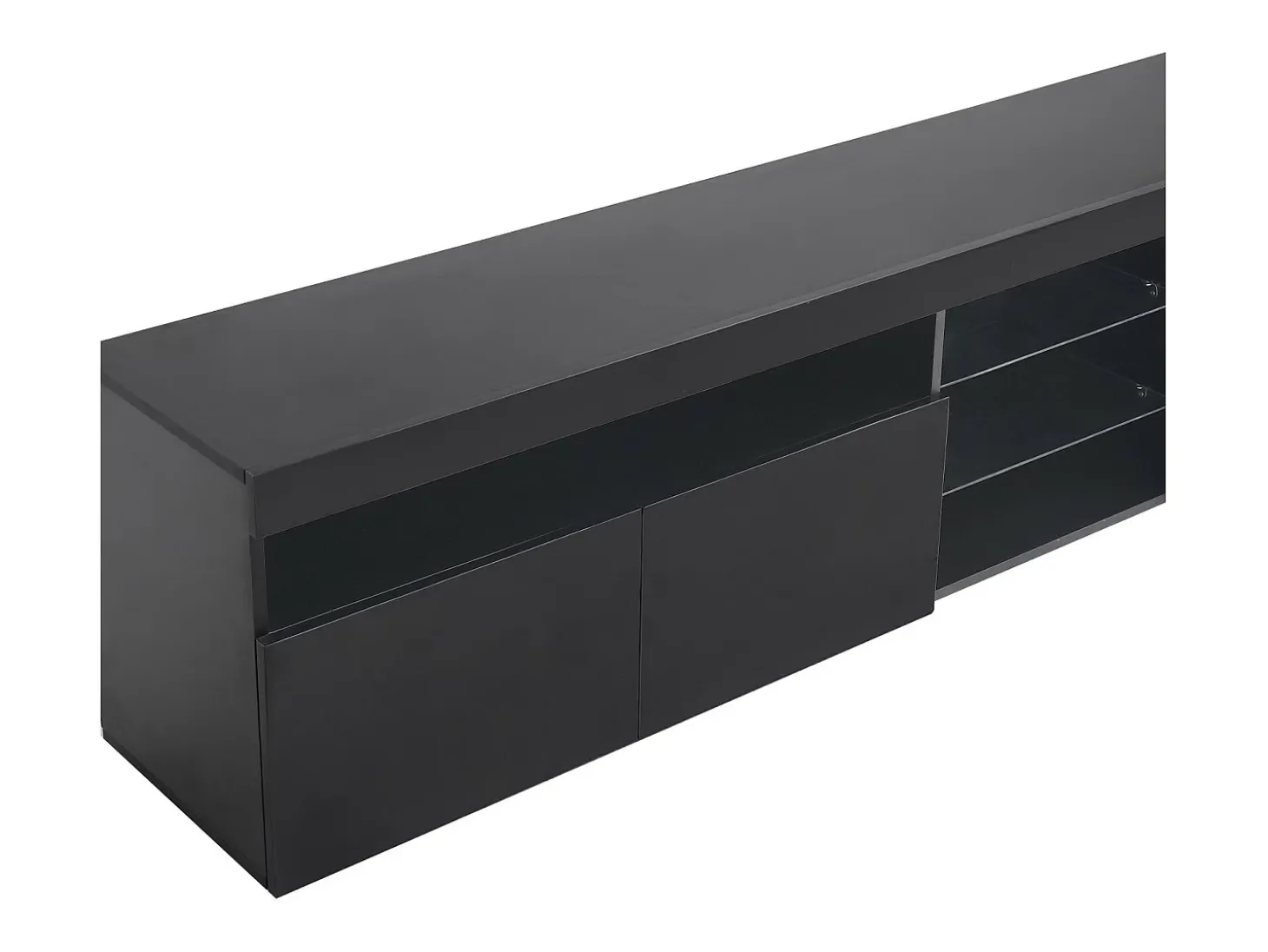 Gabinete de TV em MDF, com LED 4 modos 16 cores, 3 portas e 5 nicho, preto, 180x35x45cm