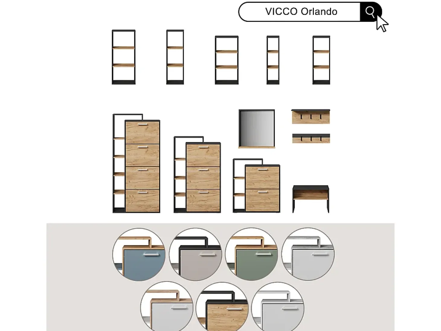 Garderobe mit Hutablage carvalho antracite/goldkraft 60x18x21.6 orlando