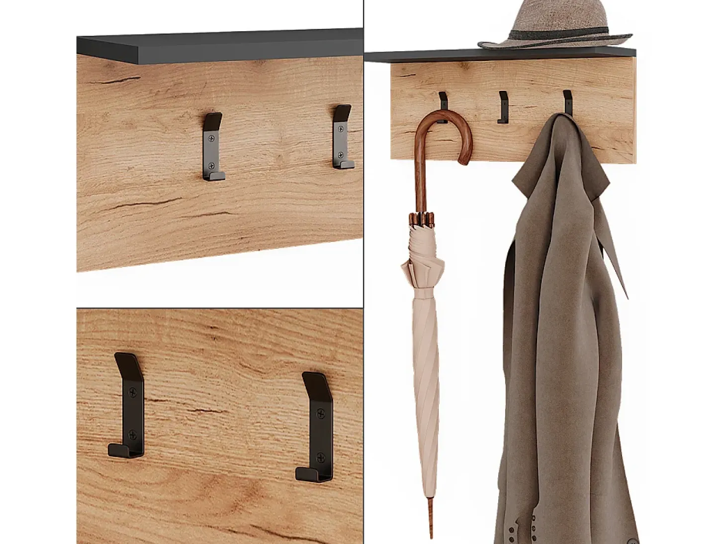 Garderobe mit Hutablage carvalho antracite/goldkraft 60x18x21.6 orlando