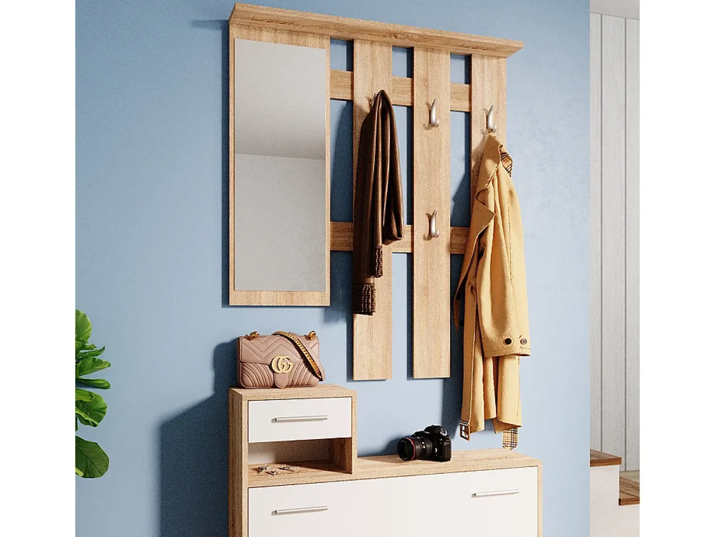 Garderobe sonoma/branco 100x27.8x111.6 billy