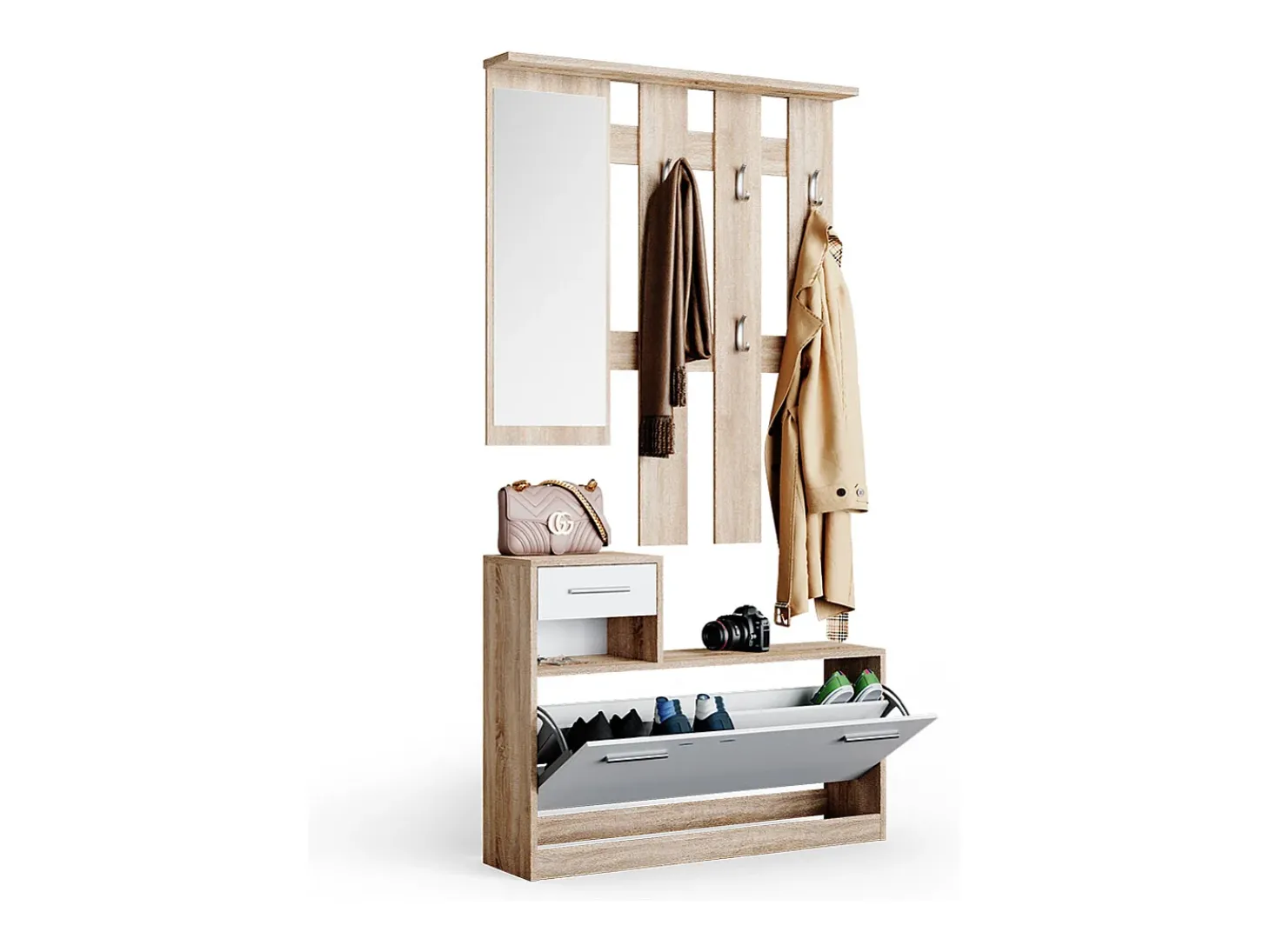 Garderobe sonoma/branco 100x27.8x111.6 billy