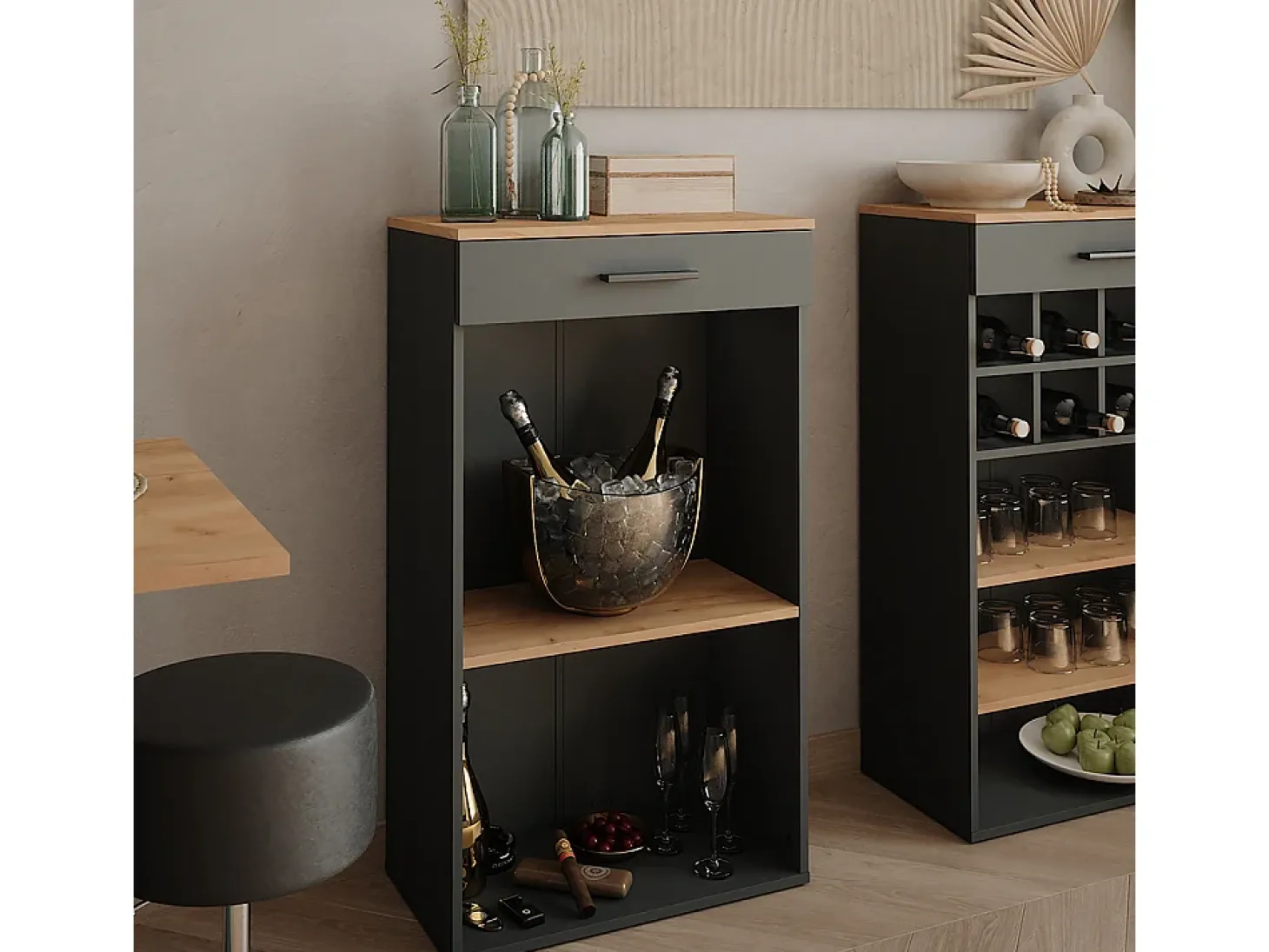 Garrafeira carvalho goldkraft/antracite 60x34.5x106 repose
