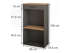 Garrafeira carvalho goldkraft/antracite 60x34.5x106 repose