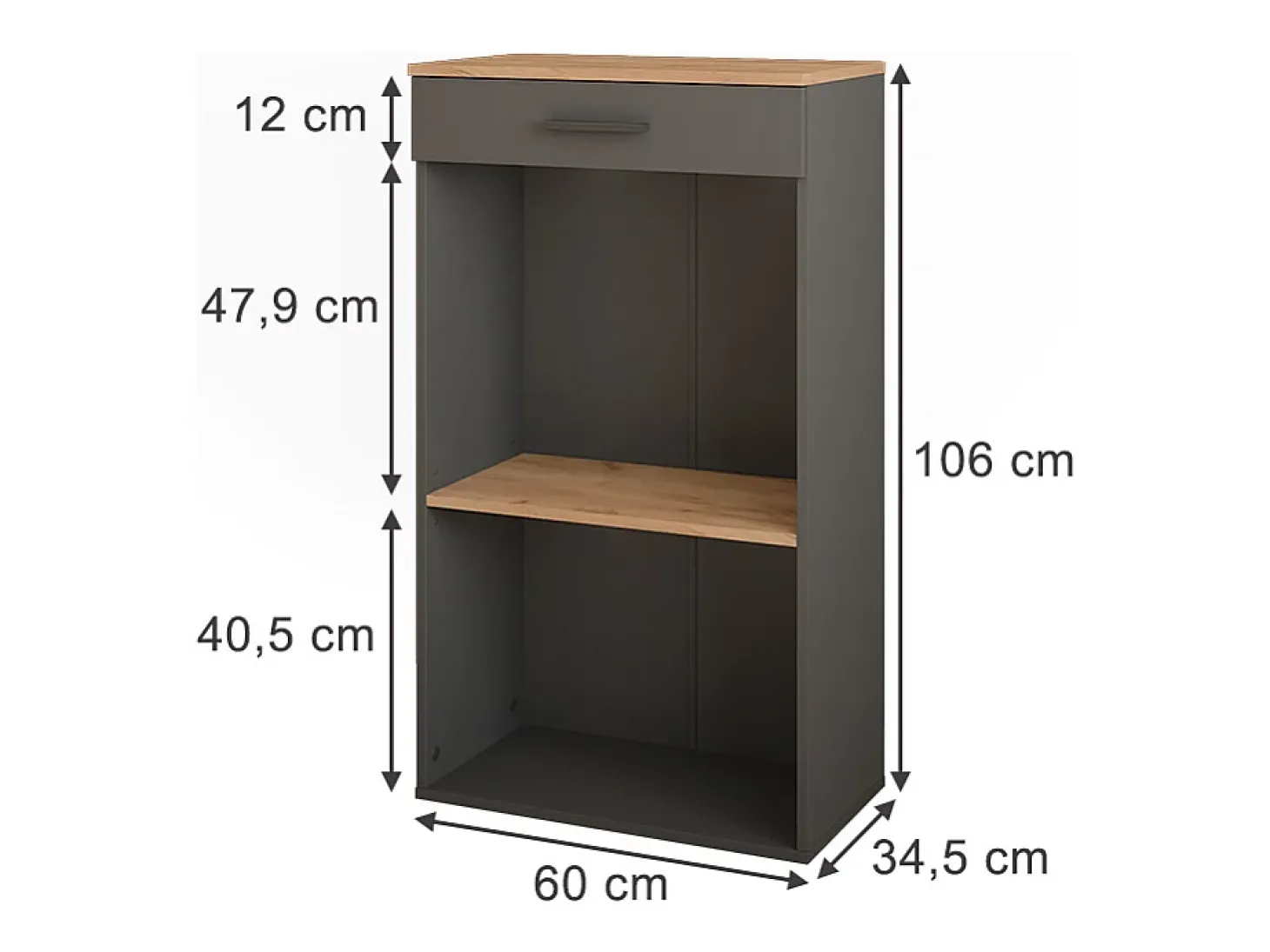 Garrafeira carvalho goldkraft/antracite 60x34.5x106 repose