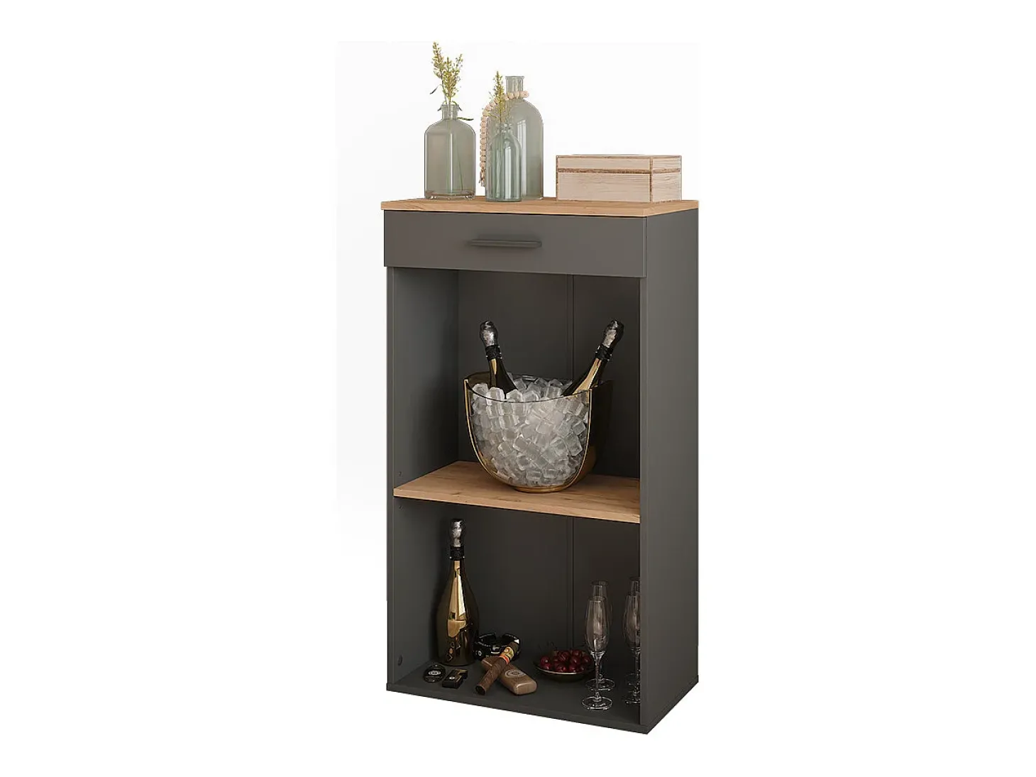 Garrafeira carvalho goldkraft/antracite 60x34.5x106 repose