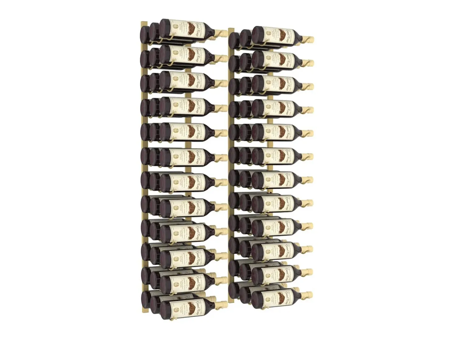 Garrafeira de parede para 36 garrafas 2 pcs ferro dourado PT832369
