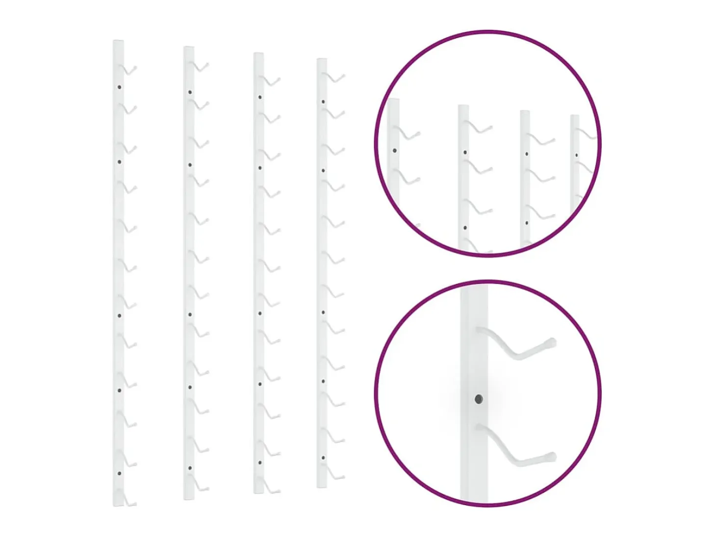 Garrafeira de parede para 12 garrafas 2 pcs ferro branco PT473750
