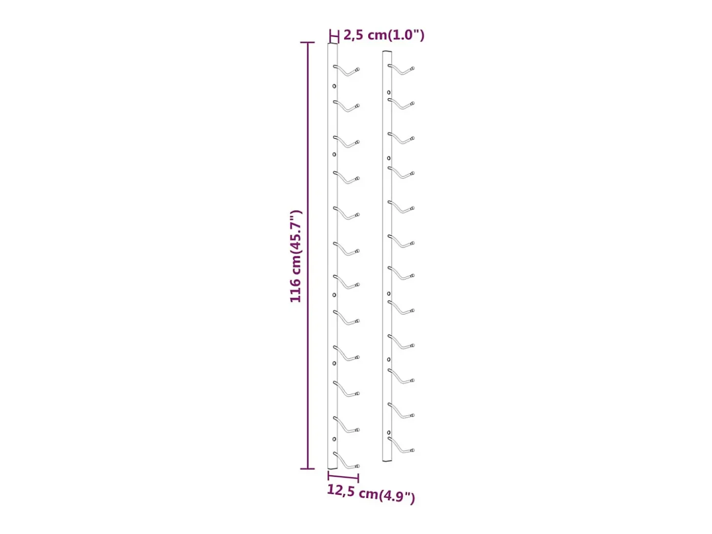 Garrafeira de parede para 12 garrafas 2 pcs ferro dourado PT817206