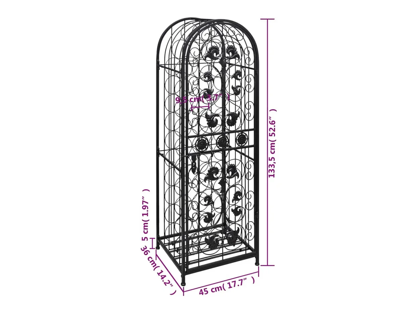 Garrafeira, suporte de metal para 45 garrafas de vinho PT109390