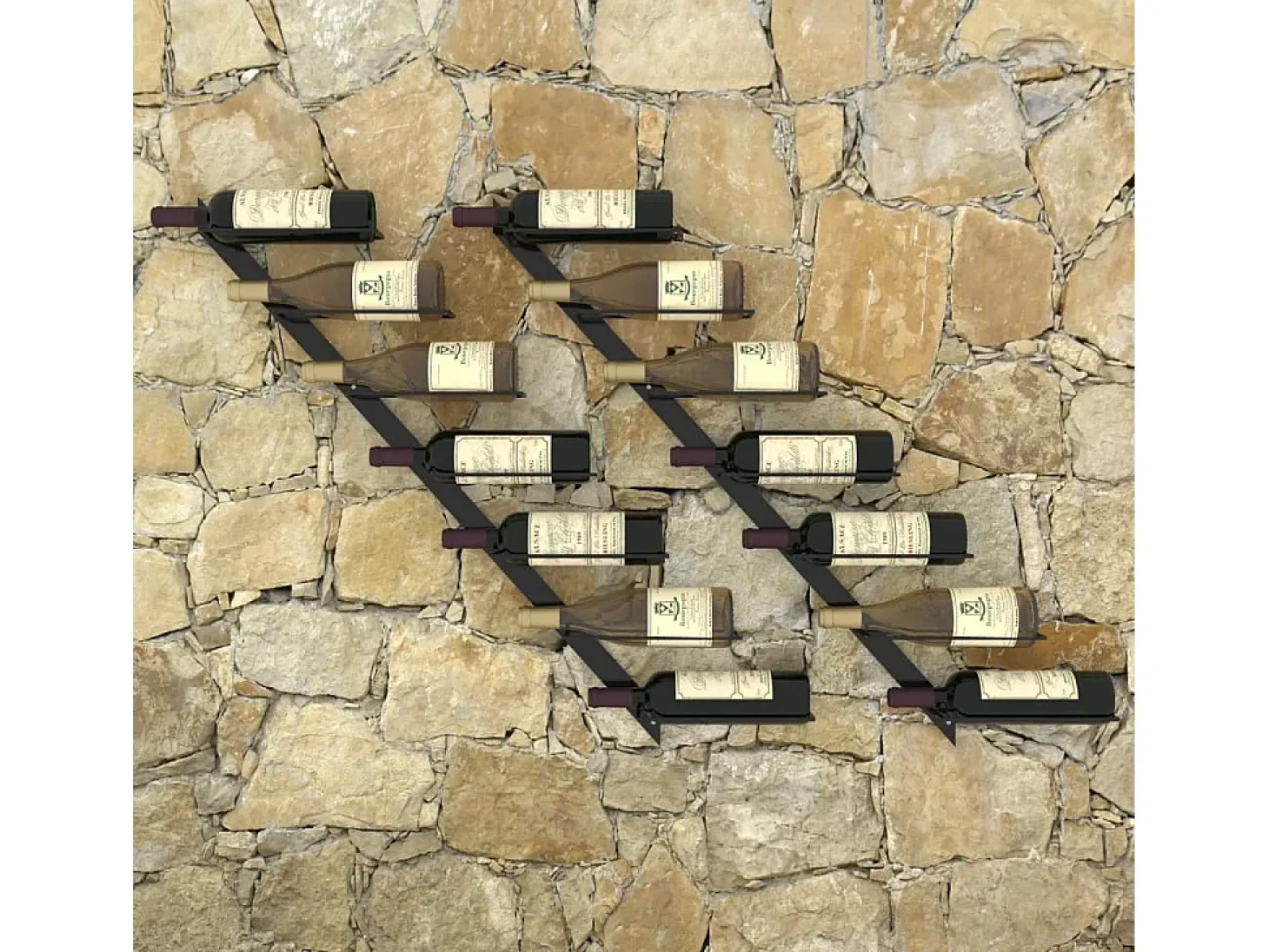 Garrafeiras de parede para 14 garrafas 2 pcs metal preto PT676488