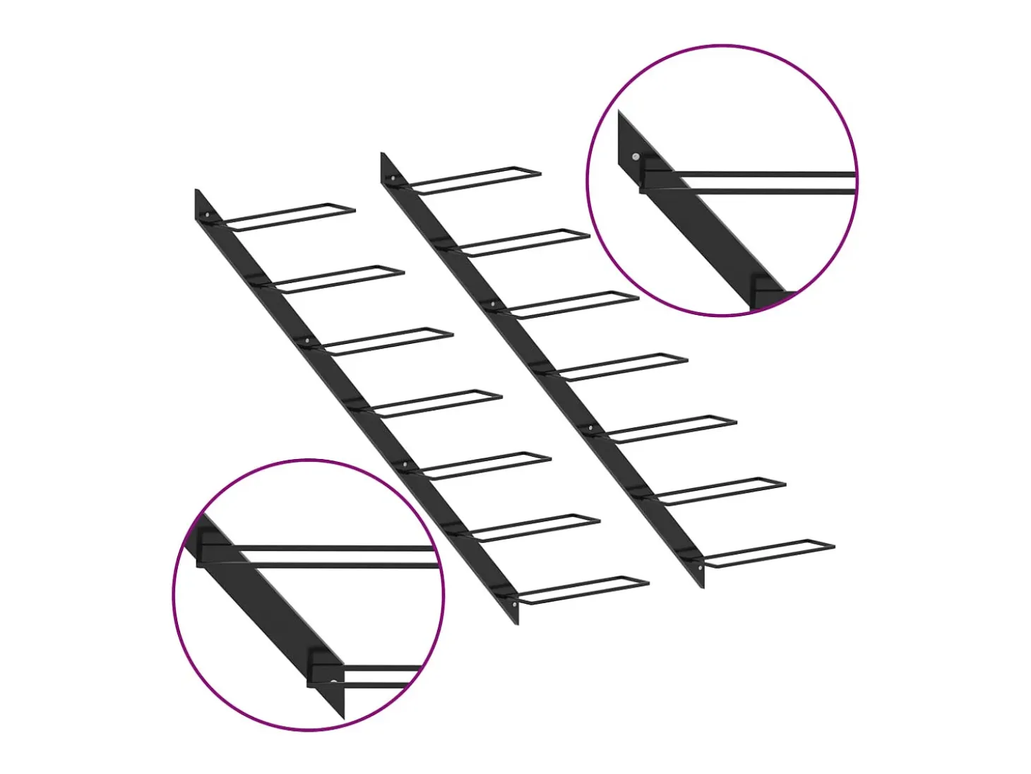 Garrafeiras de parede para 14 garrafas 2 pcs metal preto PT676488