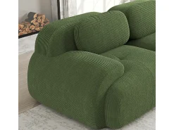 Grande sofá angular modular 388cm - de Veludo cotelê - com 4 almofadas e 2 puffs - ergonómico - Verde