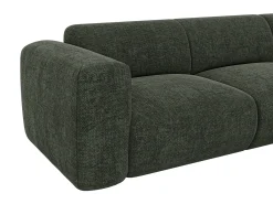 Grande sofá de canto direito com encosto chaise longue em tecido mescla verde POGNI Maison Céphy