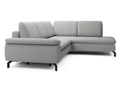 Grande sofá de canto direito convertível tecido texturizado cinza ARCHIBALD