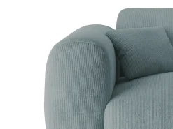 Grande sofá de canto esquerdo em veludo canelado azul estilo design POGNI da Maison Céphy