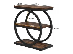 Guarda - coisas estreita com 3 níveis, Mesa de sala em madeira com estrutura em metal preto, Mesa baixa industrial para sofá