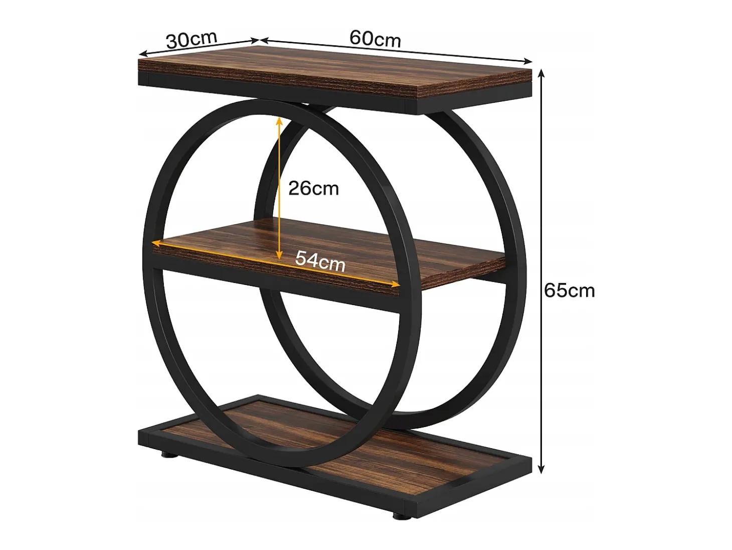 Guarda - coisas estreita com 3 níveis, Mesa de sala em madeira com estrutura em metal preto, Mesa baixa industrial para sofá