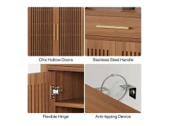 Guarda - sapatos estreito com 5 andares, com portas de listras e gaveta, 80 x 36 x 110 cm, marrom