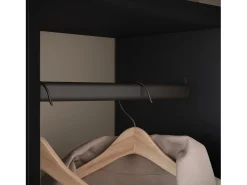 Guarda roupa moderna 90 cm roupeiro de entrada com espelho prateleiras e varão mate grafite preto