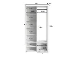 Guarda roupa moderna 90 cm roupeiro de entrada com espelho prateleiras e varão mate cinzento pallad
