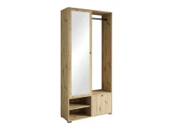 Guarda roupa moderna 90 cm roupeiro de entrada com espelho prateleiras e varão mate artisan