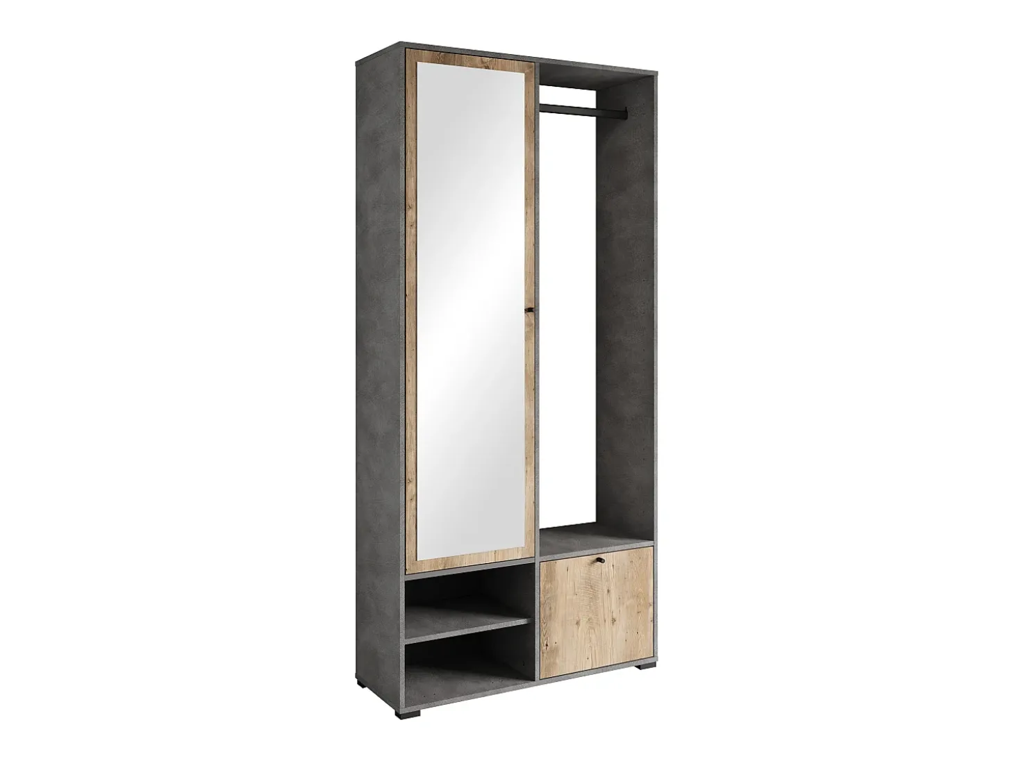 Guarda roupa moderna 90 cm roupeiro de entrada com espelho prateleiras e varão mate matera kastanien breslau