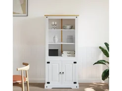 Guarda-louças Corona em pinho mexicano 80x40x170 cm branco