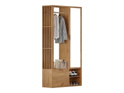 Guarda-roupa 6 em 1 - 100 x 33 x 190 cm - com espelho + cabideiro + 2 portas - aglomerado - natural