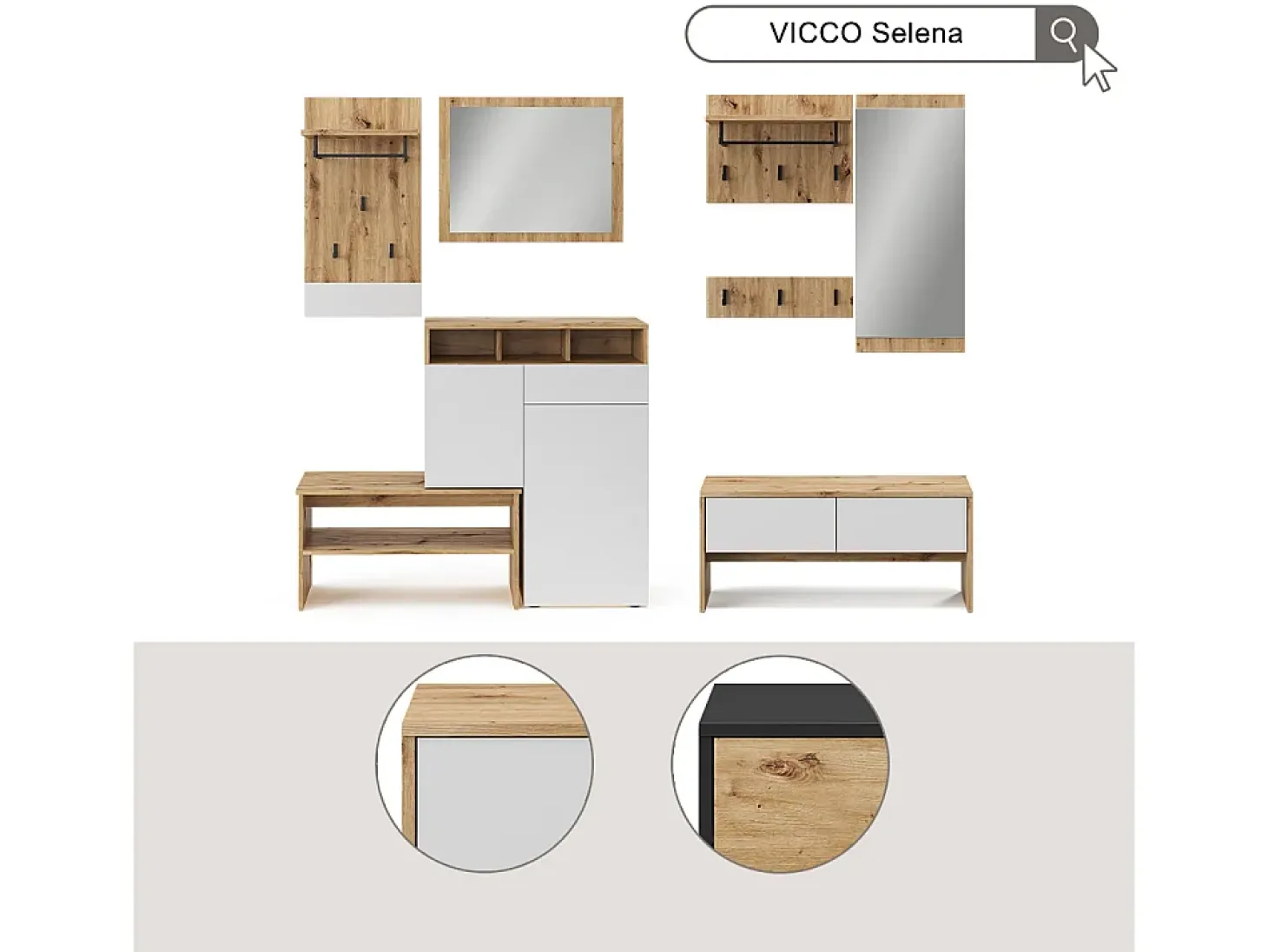 Guarda-roupa antracite/artesanal 90x30.1x40 selena