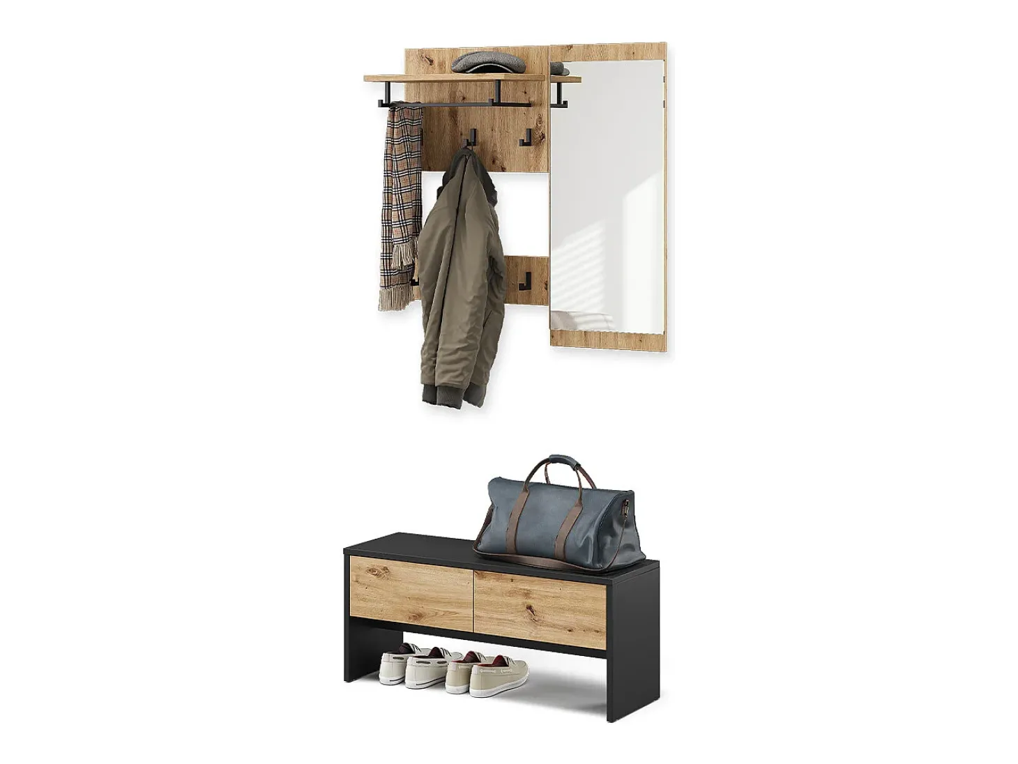 Guarda-roupa antracite/artesanal 90x30.1x40 selena