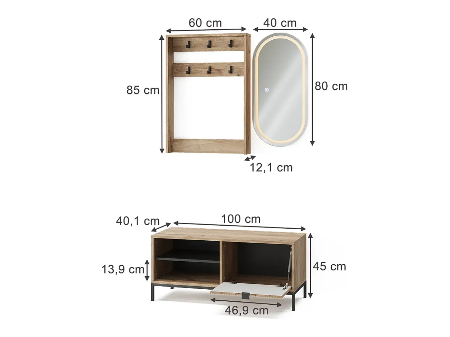 Guarda-roupa carvalho viking 100x40x45 eliza