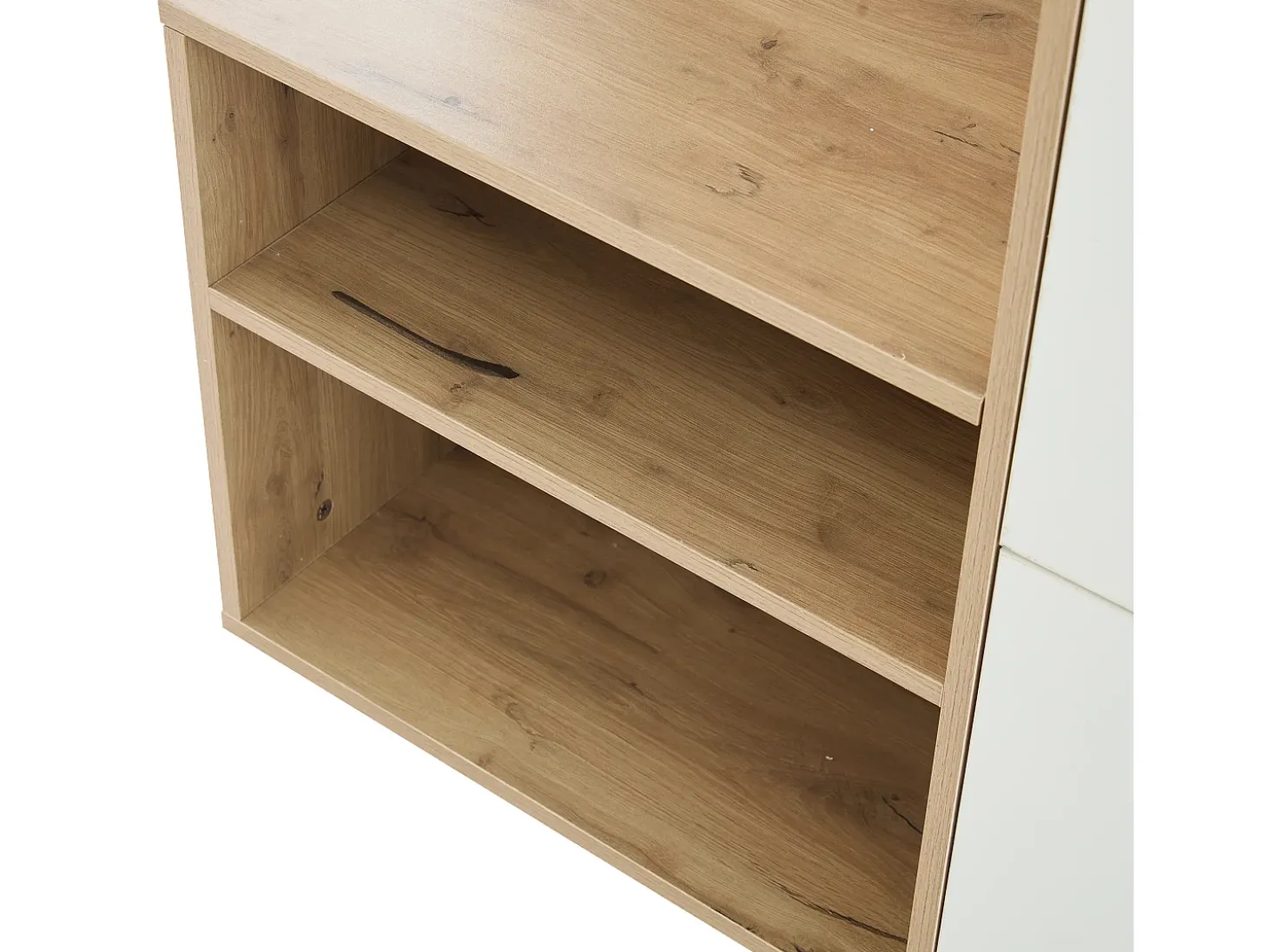 Guarda-roupa de entrada 100×38,5×190 cm - com espelho e organizador de sapatos - com 1 gaveta e 2 compartimentos - branco + natural