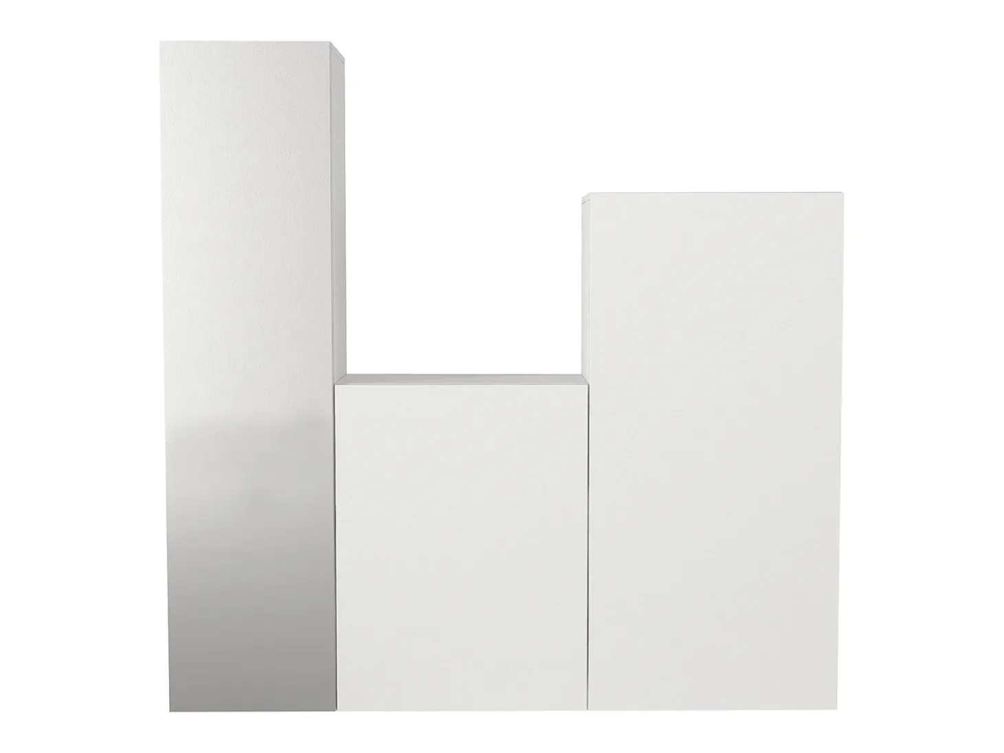 Guarda-roupa modular com 1 espelho e 3 portas branco - TELEZA