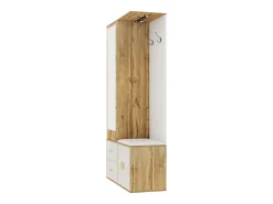 Guarda-roupa 100x38x108.1 cm - Com espelho - Com sapateiro - Com ganchos e cabides retráteis - Branco + Natural