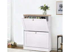 Heide | Sapateira com 2 portas basculantes em Wood Look White