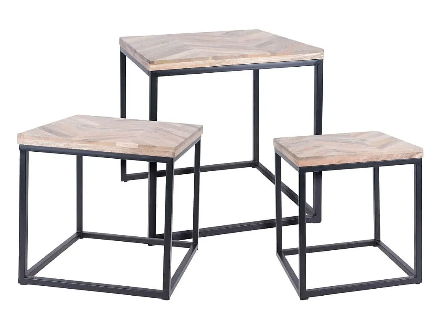 H&S Collection Juego de mesas auxiliares 3 piezas madera de teca