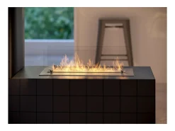 Inserção/suporte para queimador de bioetanol 60cm em aço inoxidável com vidros incluídos