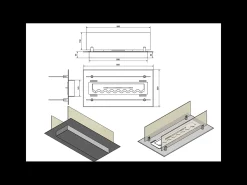 Inserção/suporte para queimador de bioetanol 60cm em aço inoxidável com vidros incluídos
