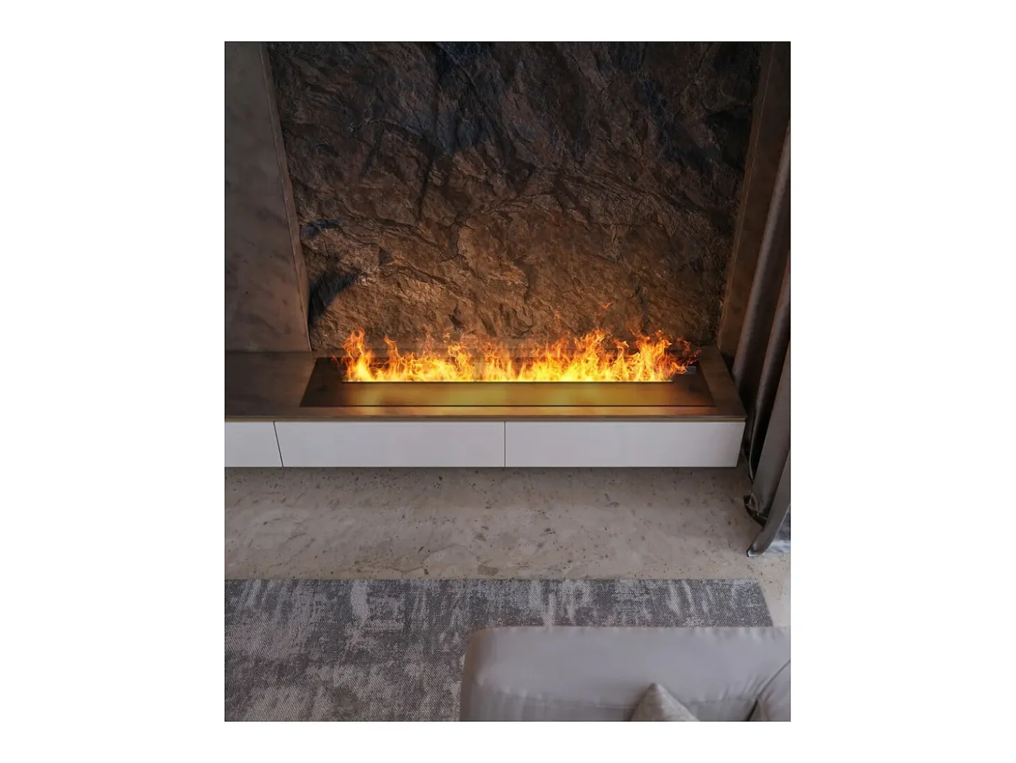 Invapo Insert 1800 Lareira embutida a vapor de água - Chama multicolorida, efeito 3D e controle por aplicativo, tanque de 3,6 l - 180 cm