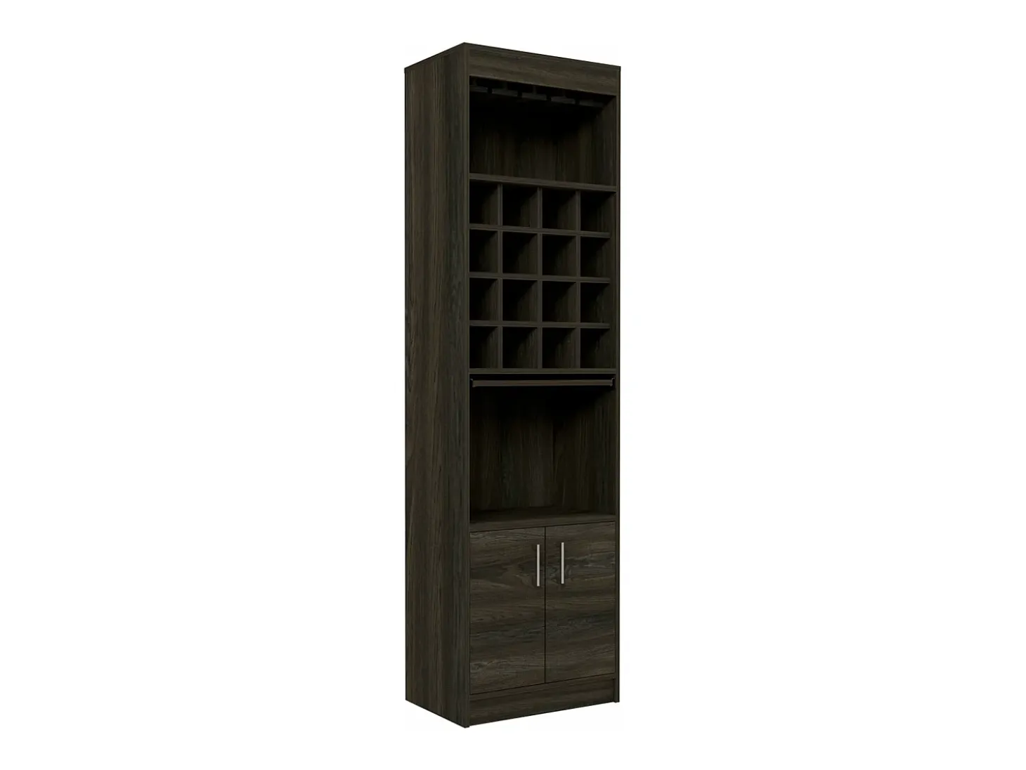 Kava Espresso Melamine Bar Cabinet with Cup Shelf and Lower Cabinet, 180.6 cm X 51 cm X 34 cm, Multicolor