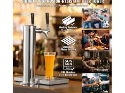 Kit de Coluna de Cerveja SucceBuy, Kit de Coluna de Cerveja com Duplo Robô, Distribuidor de Cerveja e Bebida de Aço Inoxidável, para Bar Restaurante