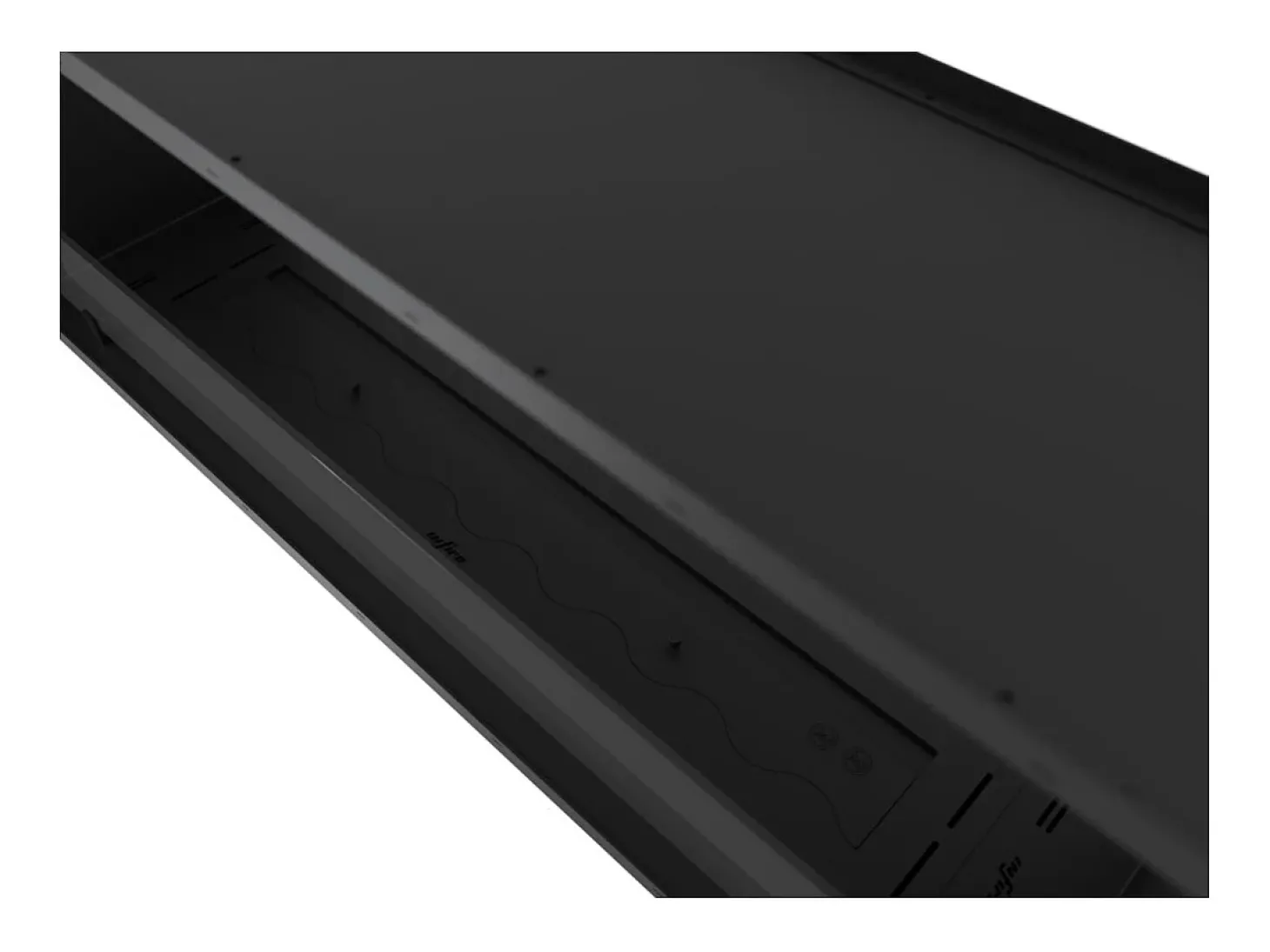 Lareira a Bioetanol 2 Lados 1200 Slim Embutida com Duas Frentes - Preto Fosco, com Vidro, Queimador de 4L, Design Moderno