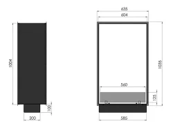 Lareira a Bioetanol 2 Lados 1000 Slim Vert Embutida com Duas Frentes - Preto Fosco, com Vidro, Queimador de 1L, Design Moderno