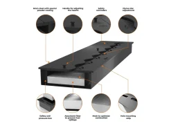 Lareira a Bioetanol 2 Lados 1400 Slim Vert Embutida com Duas Frentes - Preto Fosco, com Vidro, Queimador de 1,2L, Design Moderno