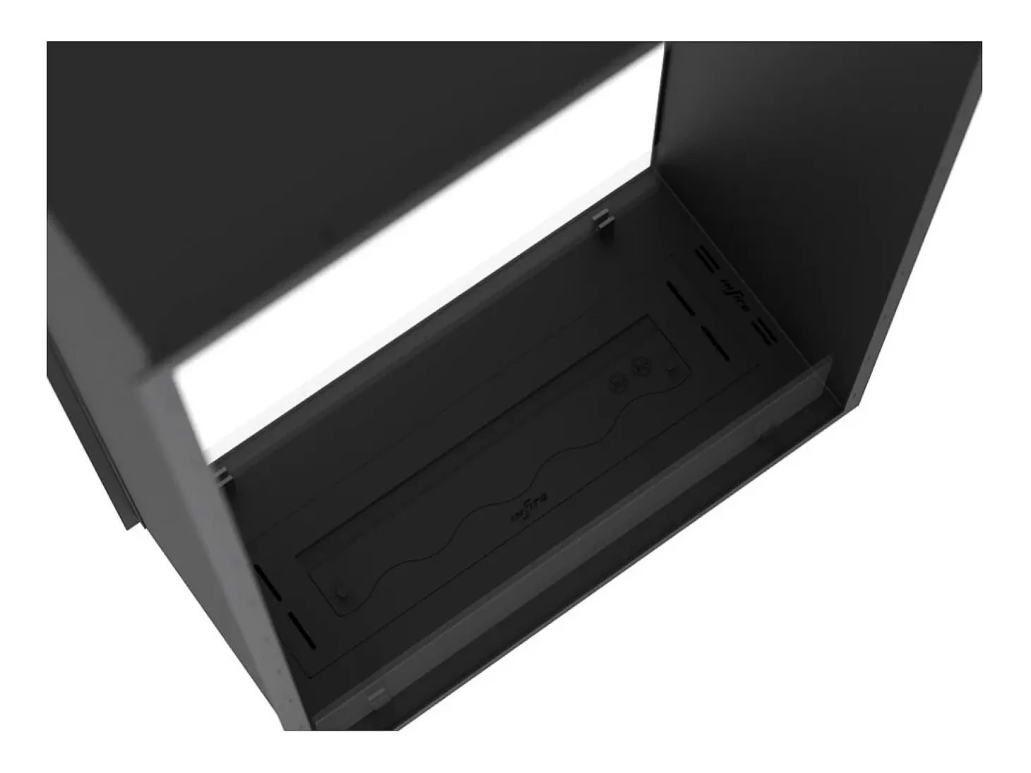 Lareira a Bioetanol 2 Lados 1400 Slim Vert Embutida com Duas Frentes - Preto Fosco, com Vidro, Queimador de 1,2L, Design Moderno