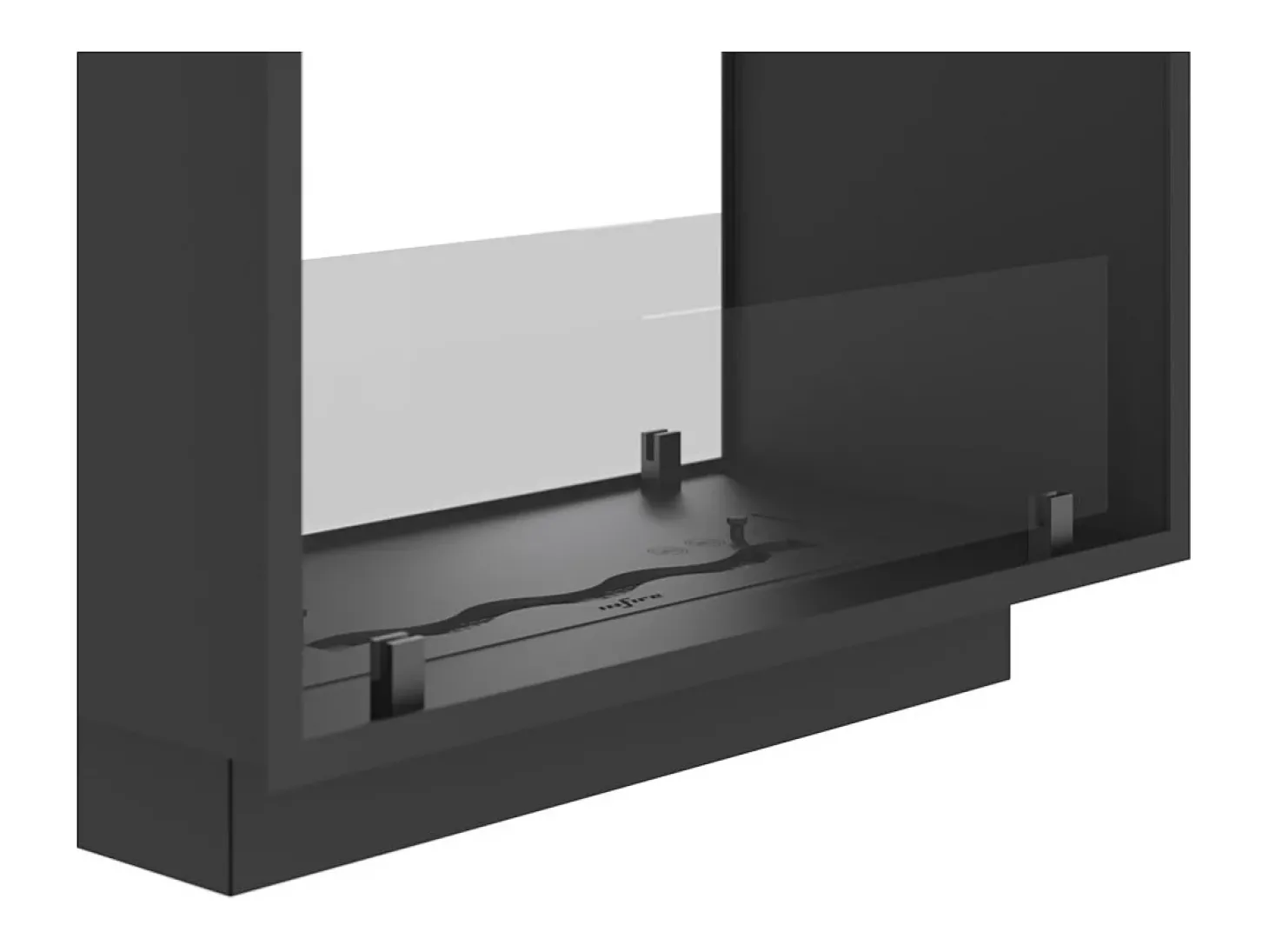 Lareira a Bioetanol 2 Lados 1400 Slim Vert Embutida com Duas Frentes - Preto Fosco, com Vidro, Queimador de 1,2L, Design Moderno