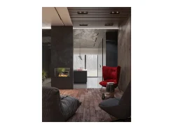 Lareira a Bioetanol 2 Lados 800 Slim Embutida com Duas Frentes - Preto Fosco, com Vidro, Queimador de 1L, Design Moderno