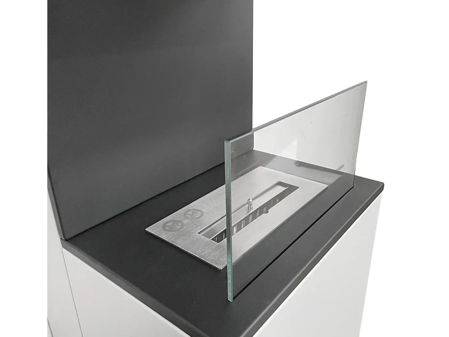 Lareira a bioetanol Biofireplace de piso Oslo em aço branco L38xD38xH100