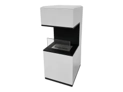 Lareira a bioetanol Biofireplace de piso Oslo em aço branco L38xD38xH100