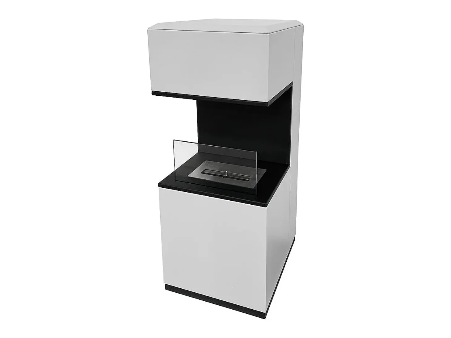 Lareira a bioetanol Biofireplace de piso Oslo em aço branco L38xD38xH100